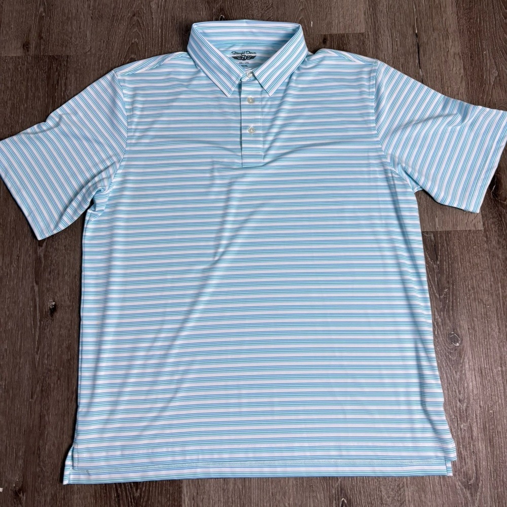 Straight Down Men's XXL Stripe Performance Logo Club Polo Shirt